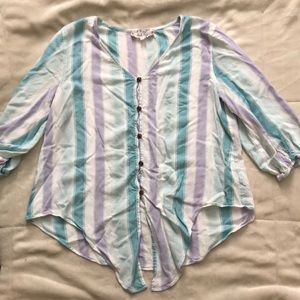 Pink rose medium length crop top blouse